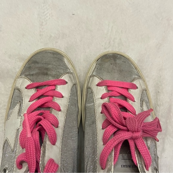 Golden Goose Hi Star sneakers in glitter with checkered pattern and white star - Picture 4 of 16